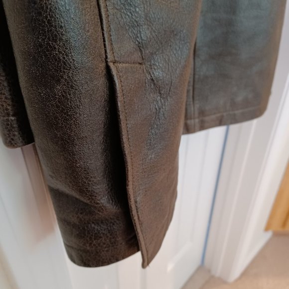 Eddie Bauer Brown Leather Car Coat - Picture 3 of 8